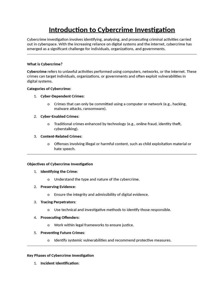 Cybercrime Investigation Overview | PDF | Cybercrime | Digital Forensics