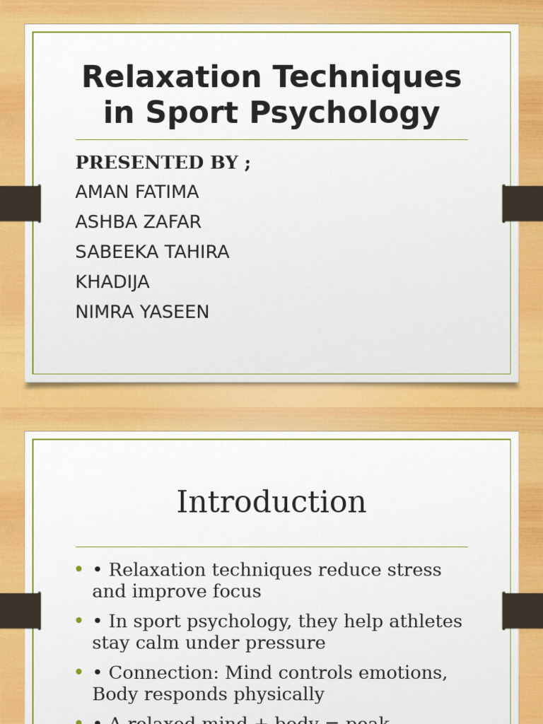 Relaxation Techniques Sport Psychology | PDF | Relaxation (Psychology ...