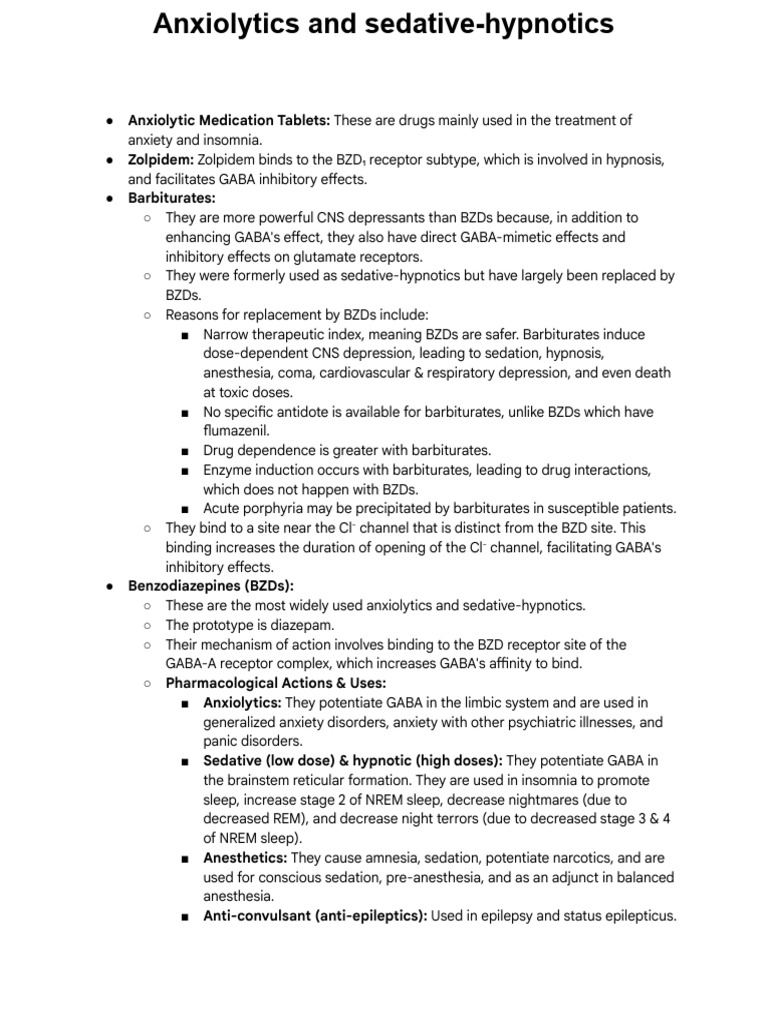 Anxiolytics and Sedative-Hypnotics - Drugs | PDF | Benzodiazepine ...