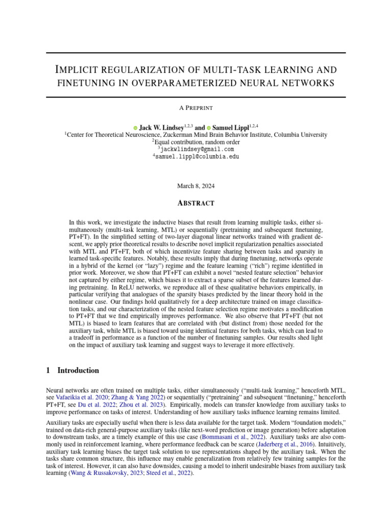 Implicit Regularization in Multi-Task Learning | PDF | Sampling ...
