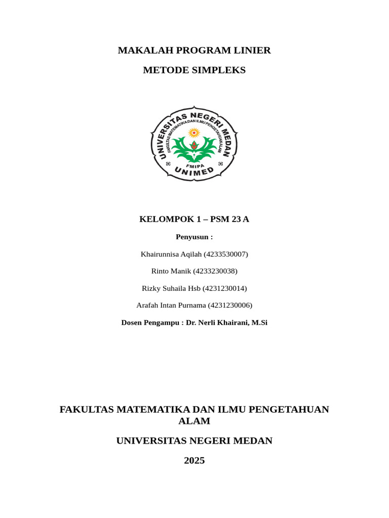 Metode Simpleks dalam Program Linier | PDF