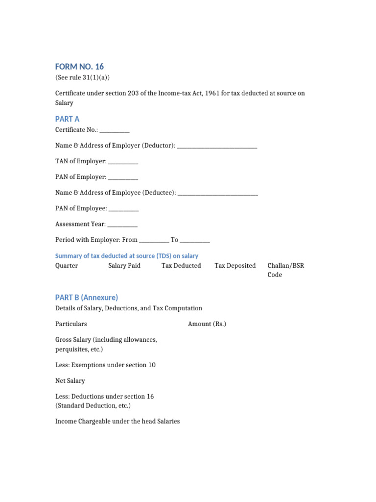 Form16 Template | PDF