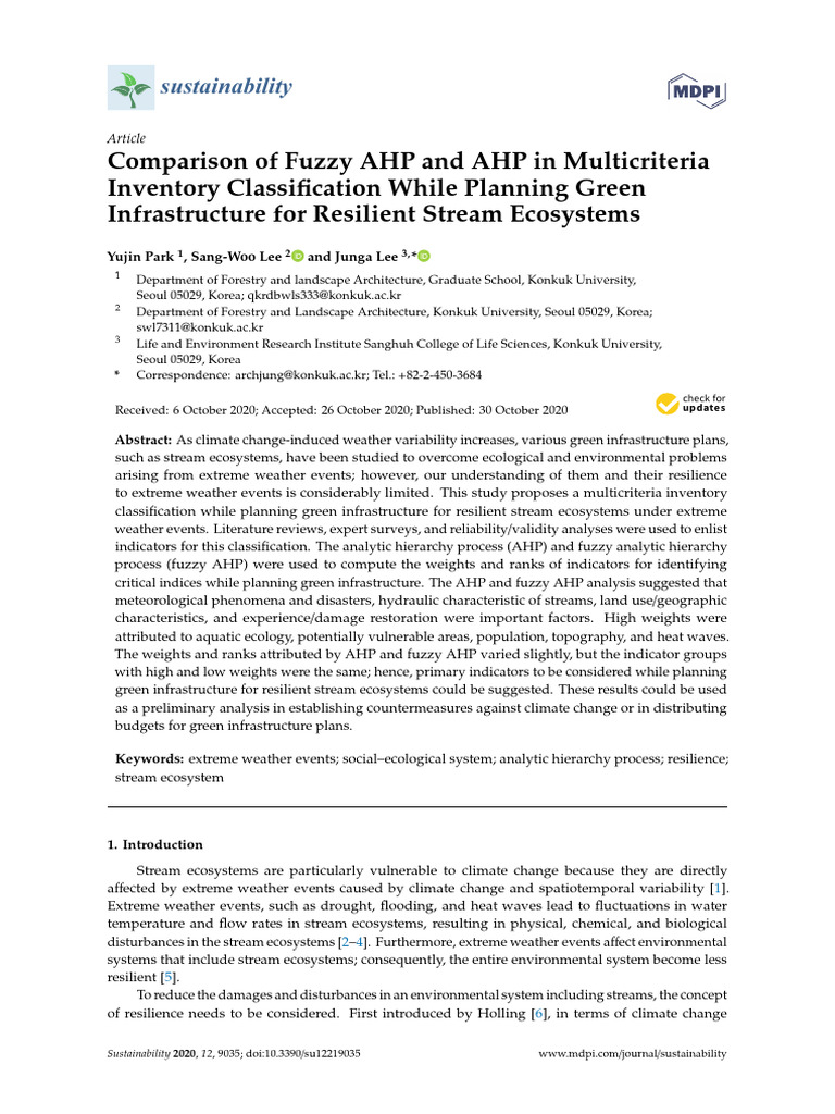 AHP vs Fuzzy AHP for Green Infrastructure | PDF | Ecological Resilience ...