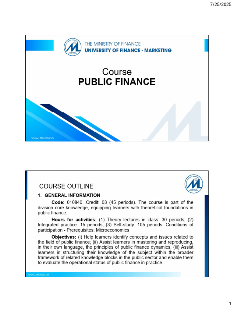 Public Finance Course Outline and Overview | PDF | Public Finance ...