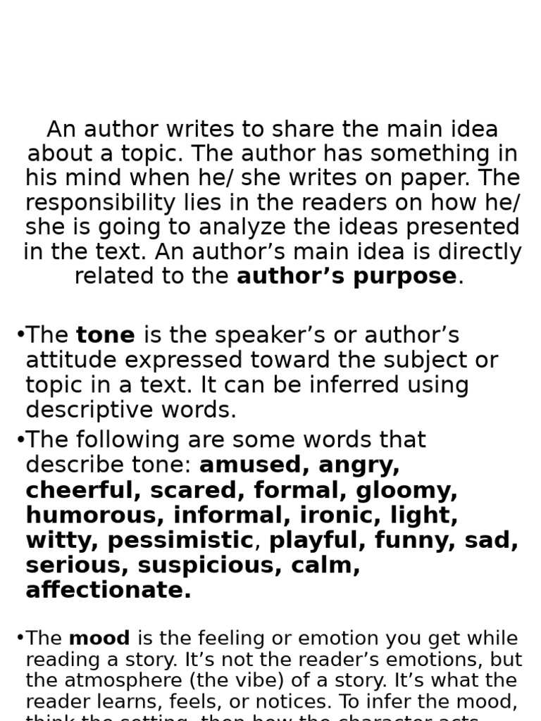 Understanding Mood and Tone in Writing | PDF | Mood (Psychology ...