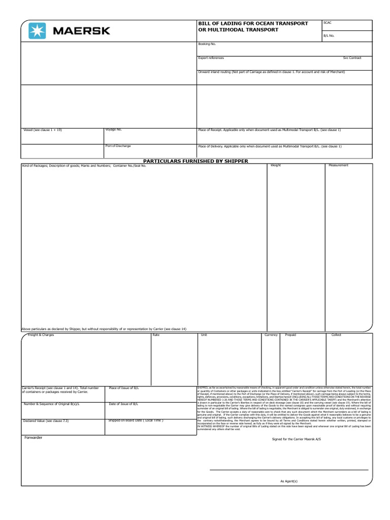 Maersk Bill of Lading Overview | PDF | Bill Of Lading | Freight Transport