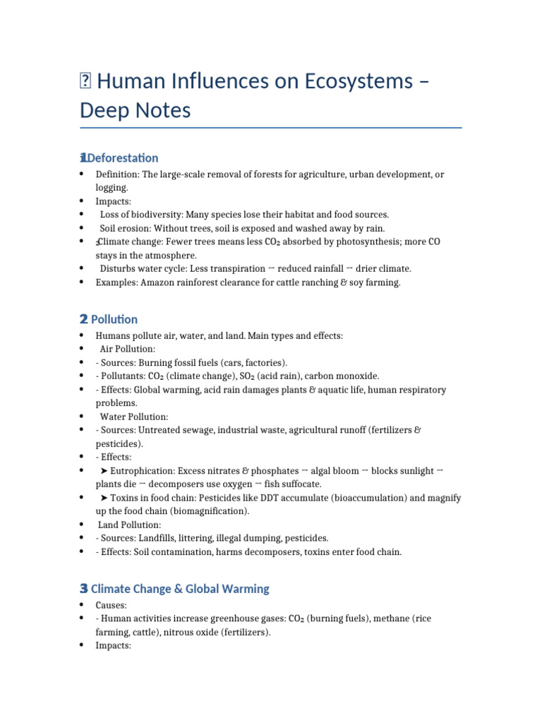 Human Impact on Ecosystems Explained | PDF | Agriculture | Climate Change