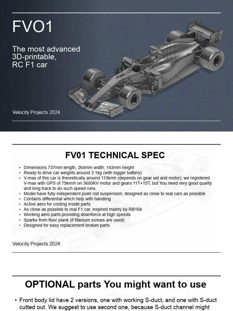 Advanced 3D-Printable RC F1 Car Guide | PDF | Gear | Axle