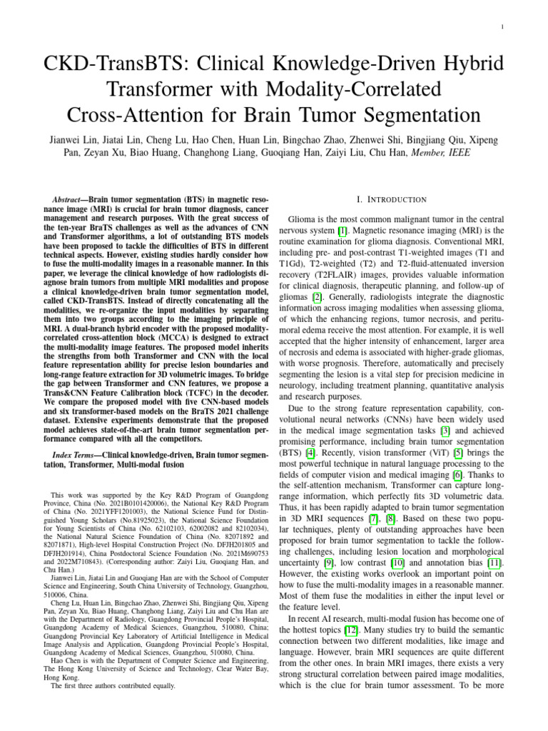 CKD-TransBTS: Hybrid Model for Brain Tumor Segmentation | PDF | Medical ...