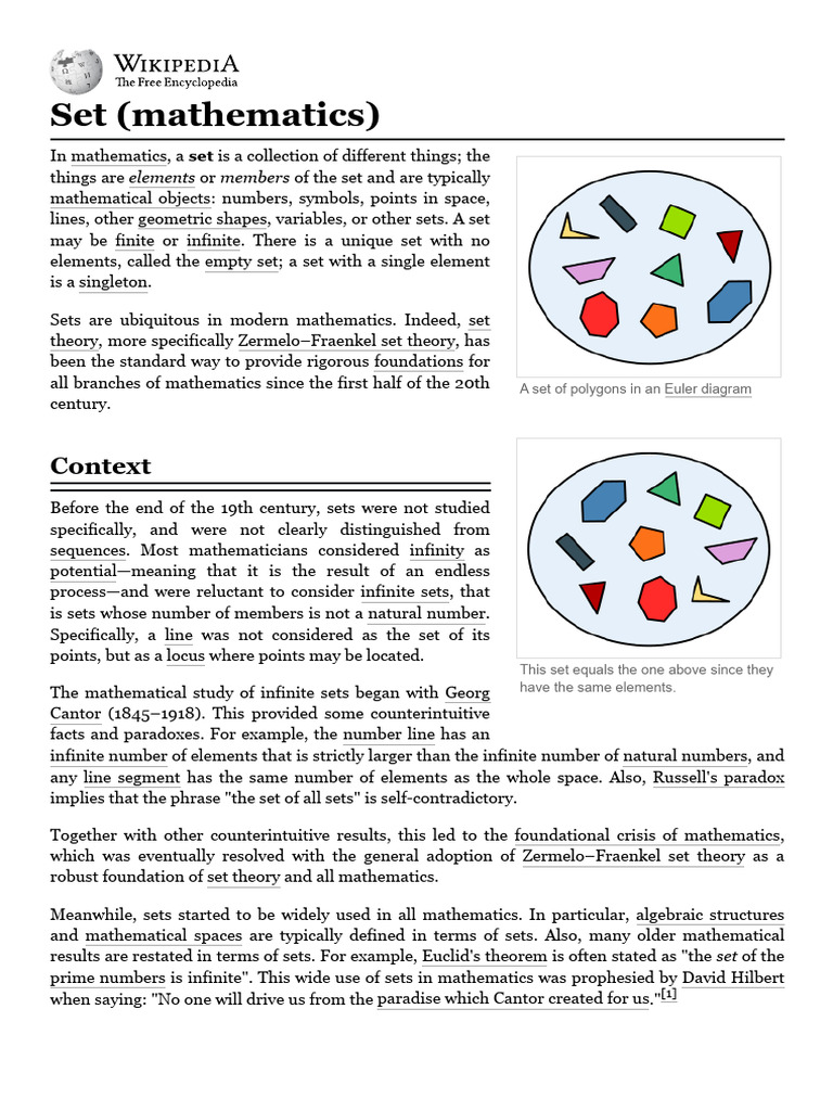 Understanding Sets in Mathematics | PDF | Set (Mathematics) | Function ...
