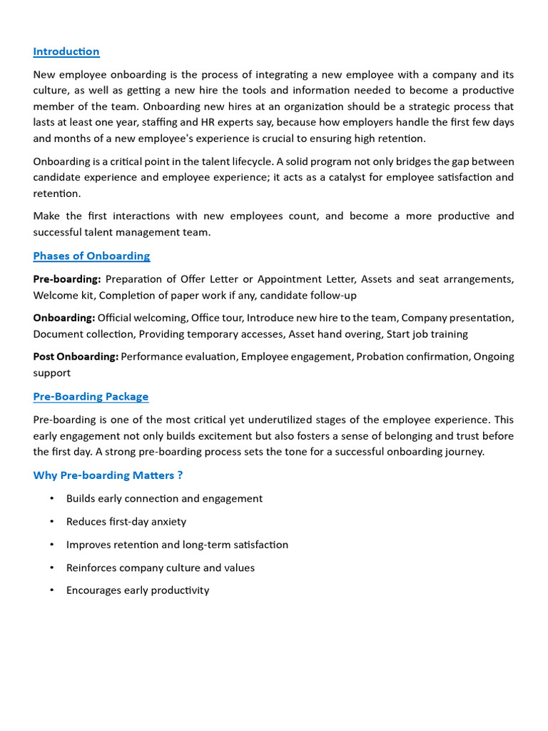 Employee Onboarding | PDF | Employee Retention | Employment