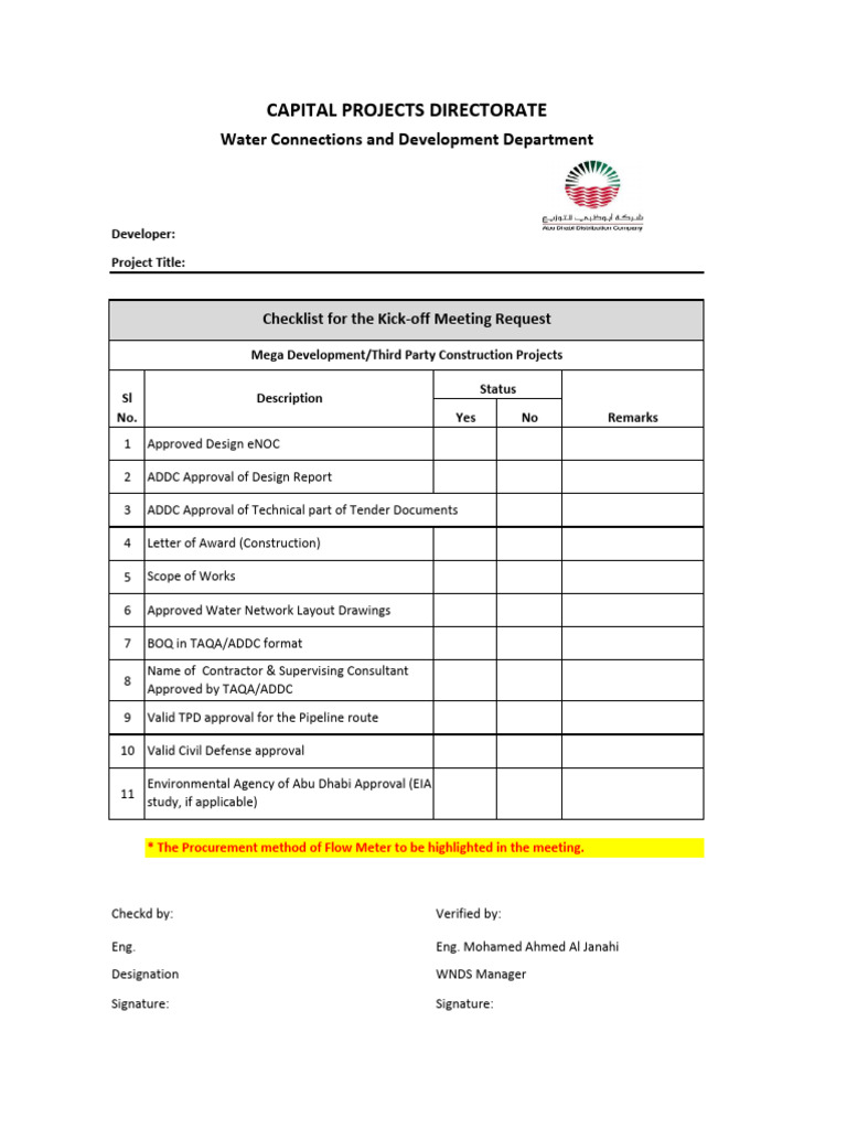 Checklist For The KoM (Non ADDC) | PDF