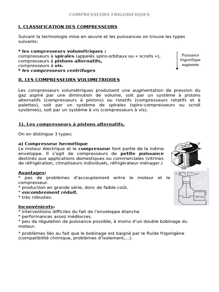 Types et fonctionnement des compresseurs | PDF | Piston | Ingénierie ...