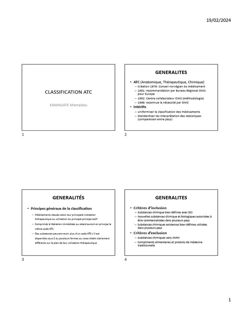 Classification ATC des Médicaments | PDF | Pharmacologie | Chimie ...