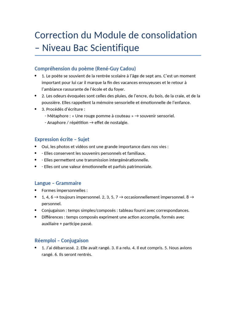 Correction Module Bac Scientifique | PDF | Linguistique
