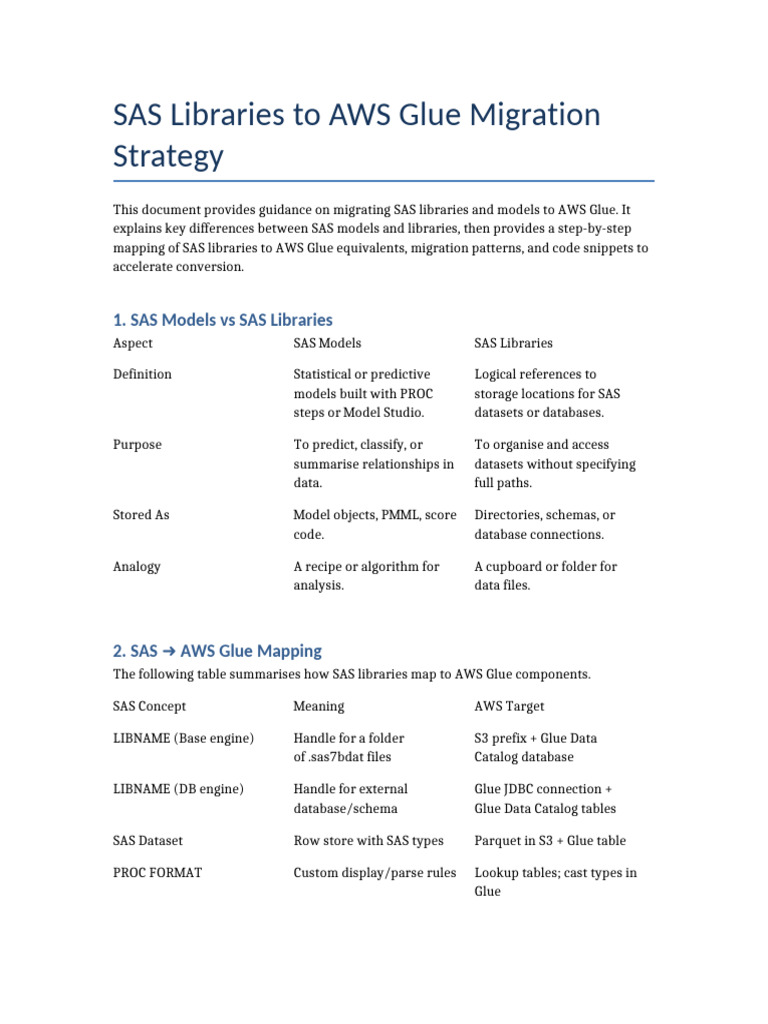 SAS to AWS Glue Migration Guide | PDF | Sas (Software) | Databases