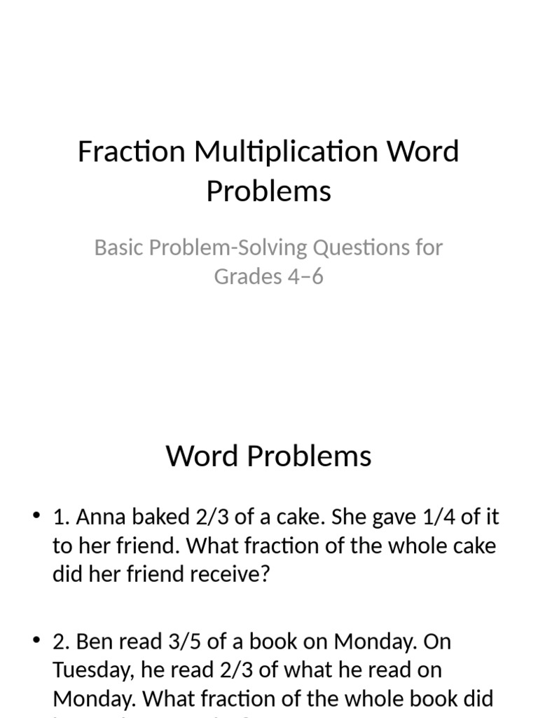 Fraction Multiplication Word Problems | PDF