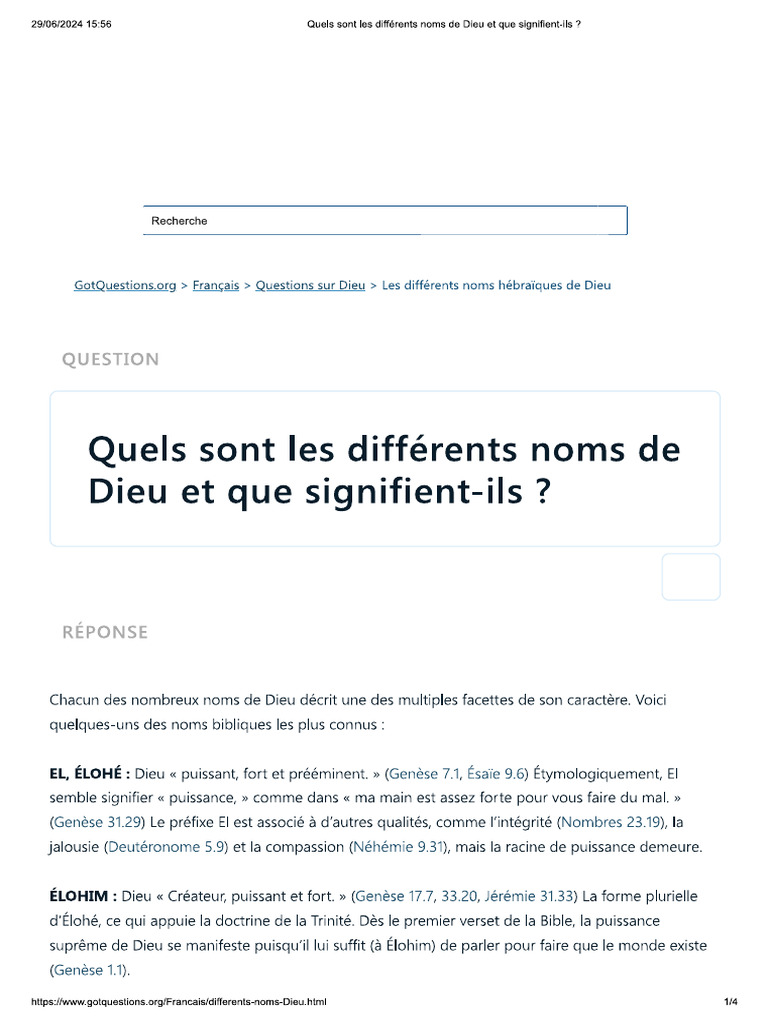 Les Différents Noms de Dieu Et Leurs Significations | PDF