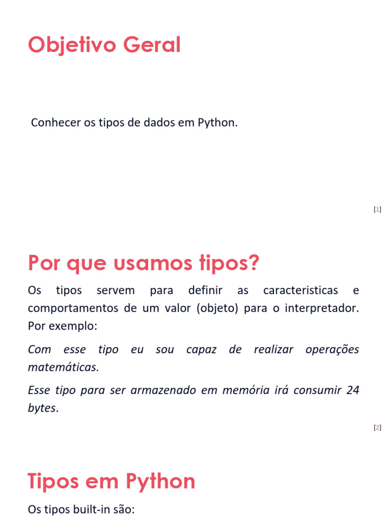 Tipos de Dados em Python Explicados | PDF
