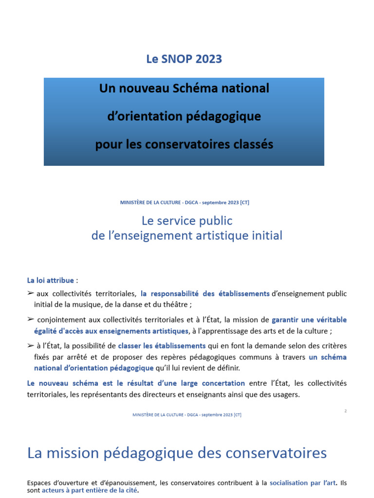 SNOP 2023 : Évolutions des Conservatoires | PDF | Enseignants | Arts