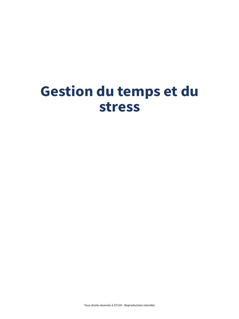 Gestion du temps et du stress efficace | PDF | Stress (Biologie) | Sommeil