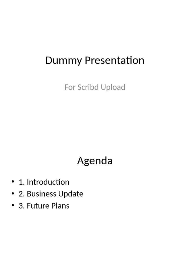 Dummy Presentation Overview and Agenda | PDF