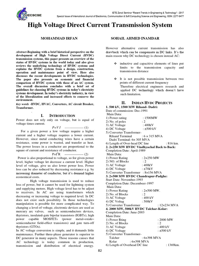 Overview of High Voltage DC Systems | PDF | High Voltage Direct Current ...