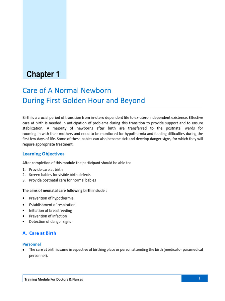 FBNC Training Module Normal Newborn | PDF | Infants | Breastfeeding