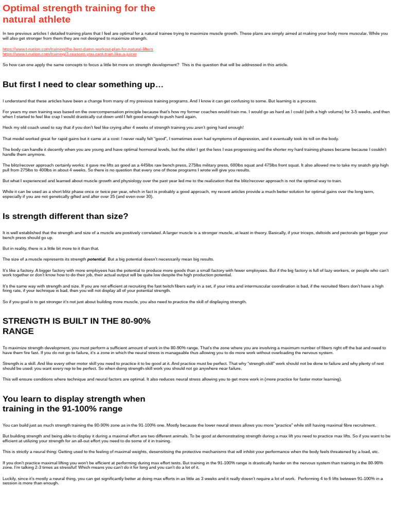 Strength Training for Natural Athletes | PDF | Strength Training | Cortisol