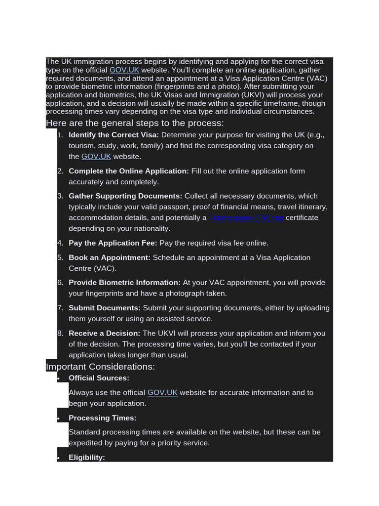 Here Are The General Steps To The Process:: Gov - Uk | PDF