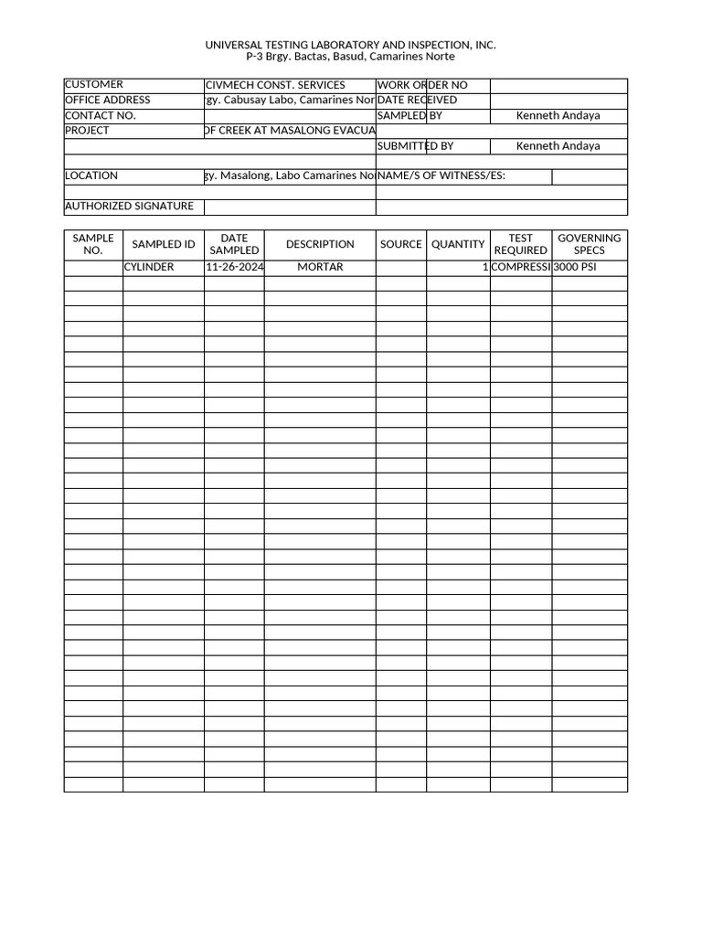 Civmech Creek Riprapping Testing Report | PDF