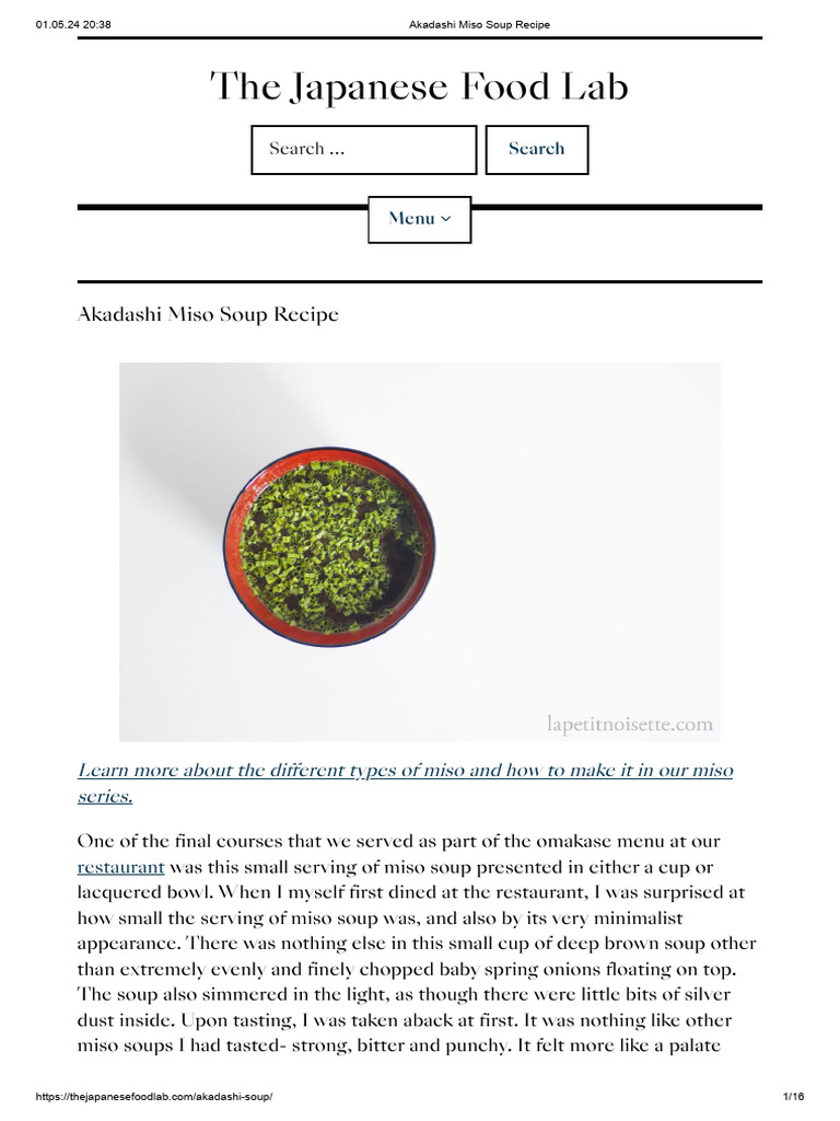 Akadashi Miso Soup Preparation Guide | PDF | Foods