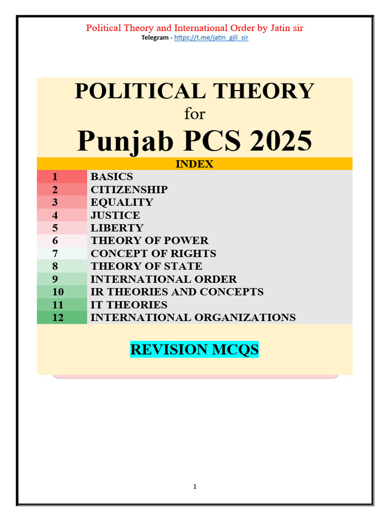 Pol Theory Notes For Punjab PCS With MCQs | PDF | Justice | Crime ...
