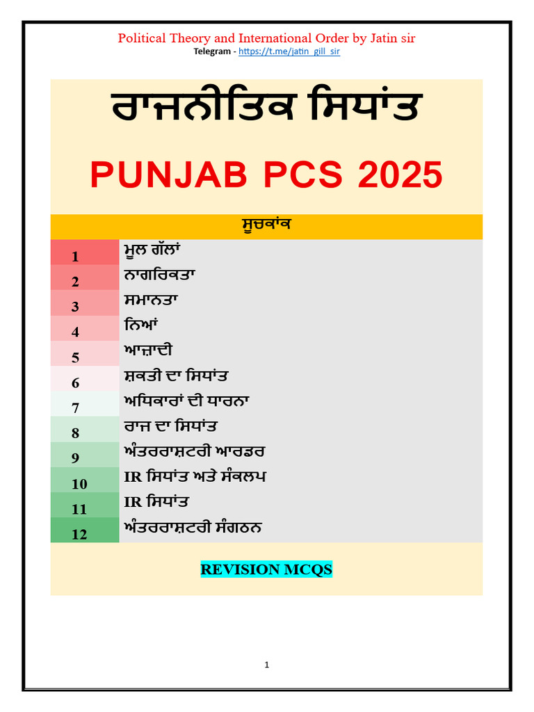 Pol Theory Notes For Punjab PCS | PDF
