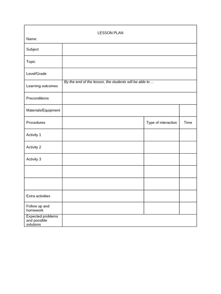 U2 Lesson Plan Template | PDF