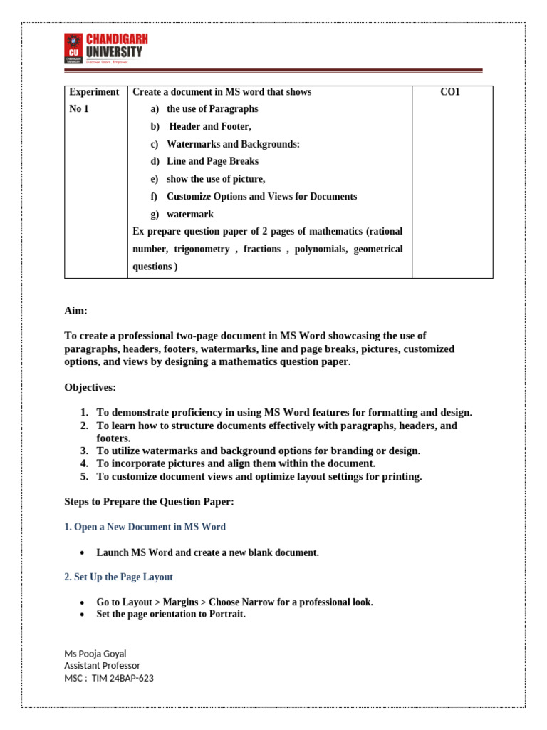 MS Word Math Question Paper Guide | PDF | Microsoft Word | Hyperlink
