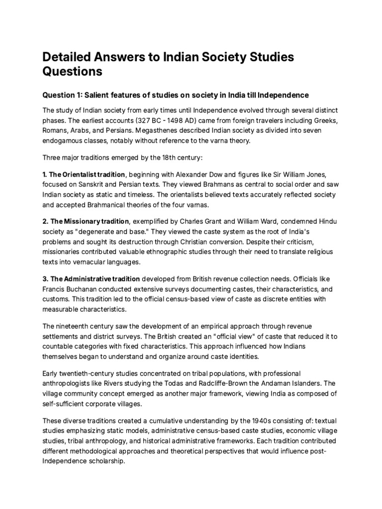 Evolution of Indian Society Studies | PDF | Caste | Anthropology
