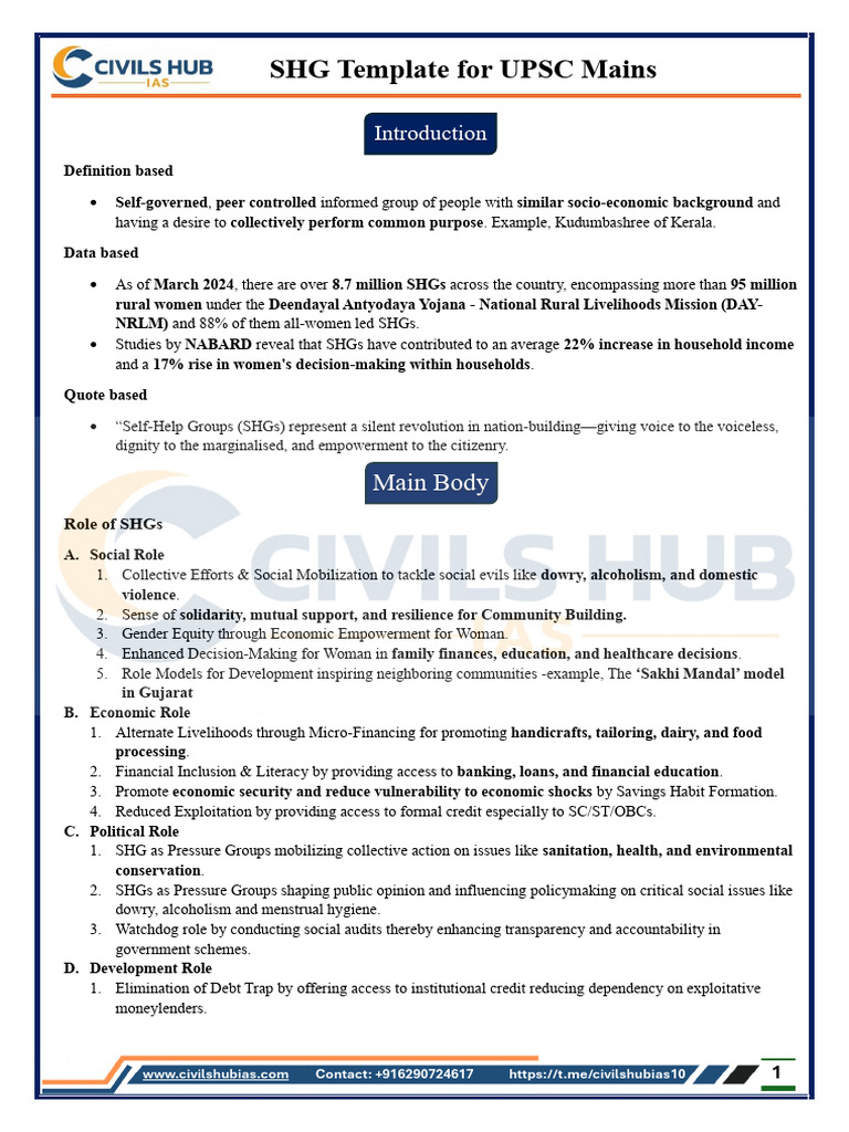 SHGs: Empowering Rural Women in India | PDF | Microfinance | Economies