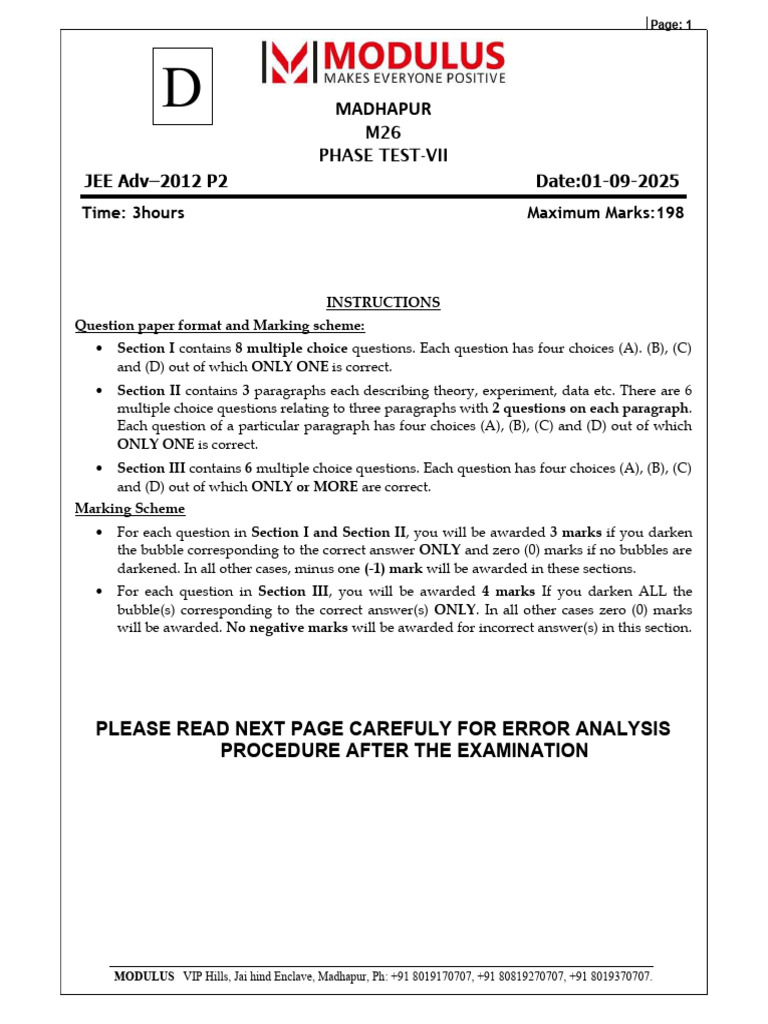 JEE Advanced Physics Exam Paper 2025 | PDF | Magnetic Field | Chemistry