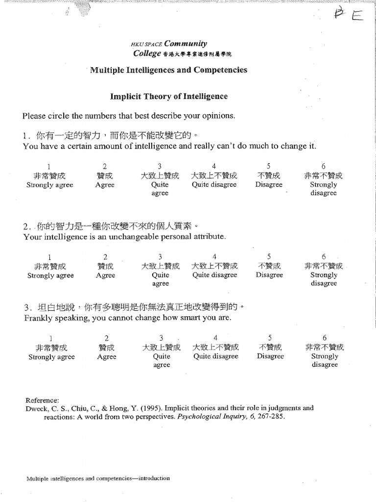 Implicit Theory of Intelligence | PDF