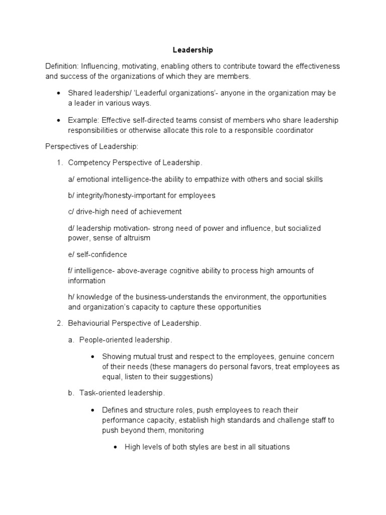 Understanding Leadership Perspectives | PDF | Leadership | Motivation