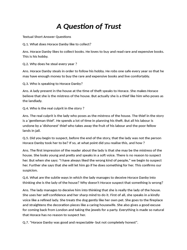A Question of Trust QA | PDF | Burglary
