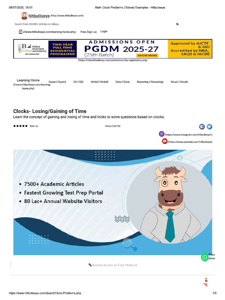 Concept of Losing Gaining of Time | PDF