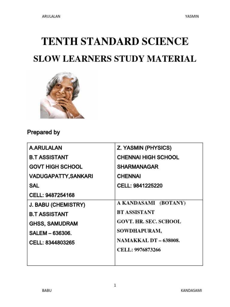 Tenth Standard Science Study Guide | PDF | Ionizing Radiation ...