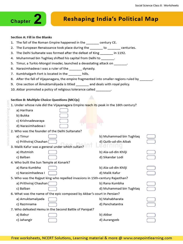 Class 8 SST: Reshaping India's Map | PDF | Mughal Empire