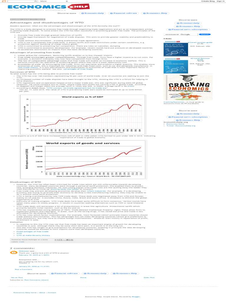 WTO Advantages and Disadvantages Explained | PDF | World Trade ...