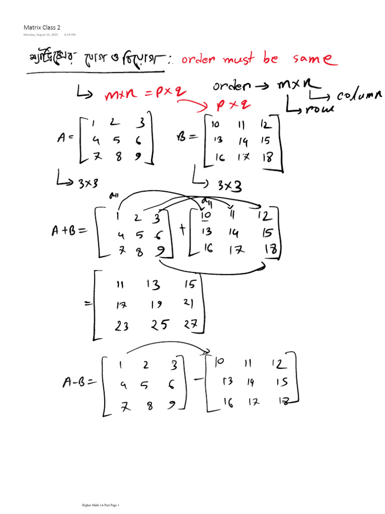 Matrix Class Overview and Pages | PDF