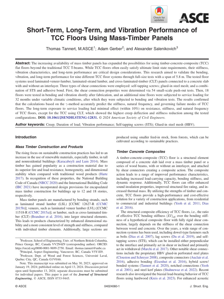 Performance of TCC Floors with Timber Panels | PDF | Young's Modulus ...
