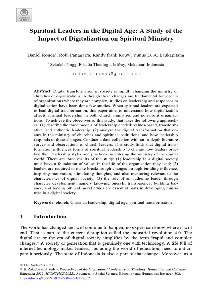 Digital Transformation in Spiritual Leadership | PDF | Leadership ...