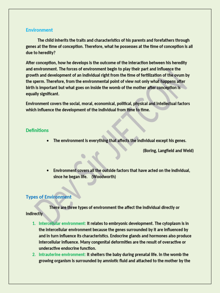 Heredity and Environment in Development | PDF | Heredity | Nature ...